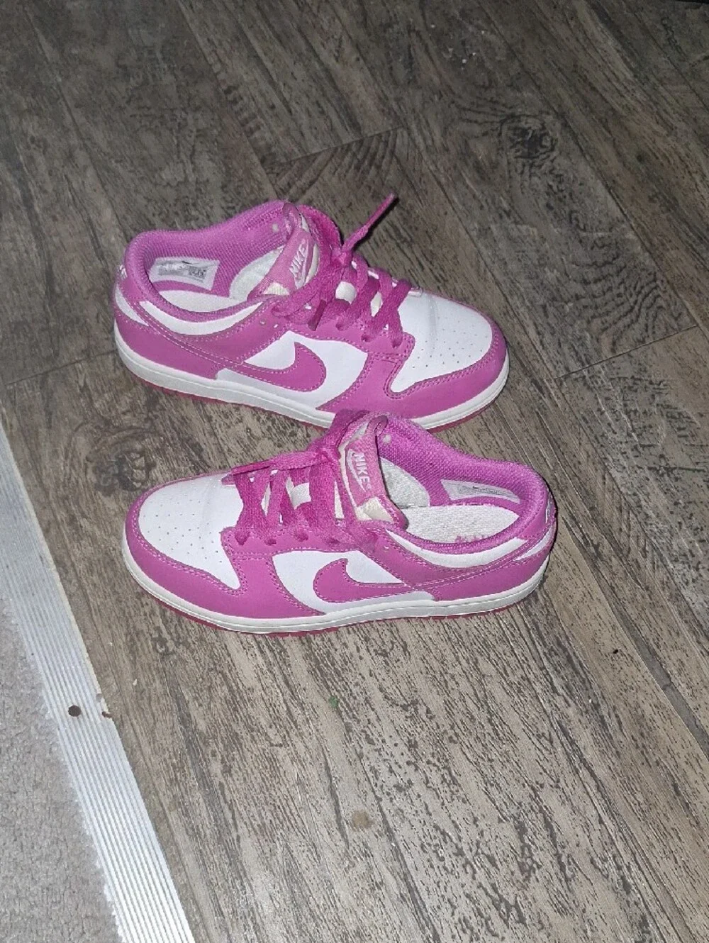 Nike Kids Pink and White Sneakers - Low Top Lace-Up